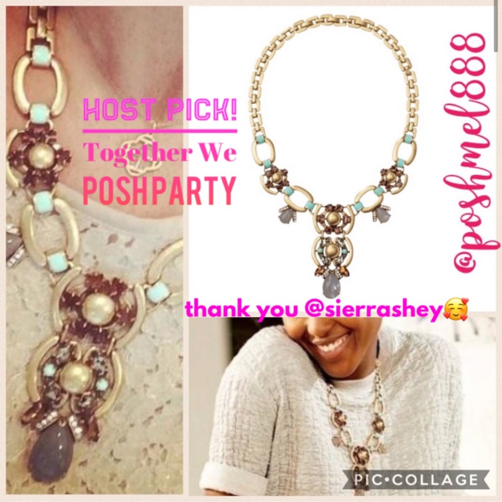 Stella & Dot | Mint/Cognac/Gray Gold Livvy NEW Statement Necklace - Picture 4 of 16
